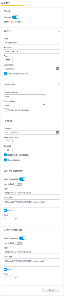 Device Mqtt Settings